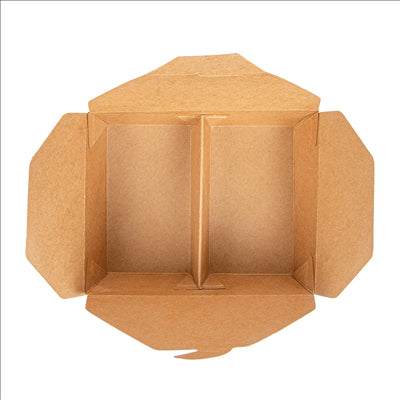 BOÎTES AMÉRICAINES 2 COMPART. 475 + 475 ML 300 + 20 PE G/M2 16,8x13,5x5 CM NATUREL KRAFT (200 UNITÉS)