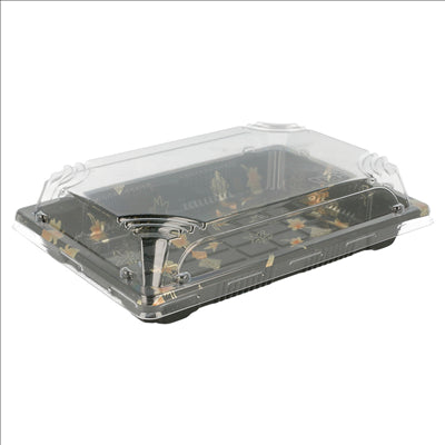 RÉCIPIENTS + COUVERCLES POUR "SUSHI" 18,8x13,3x4,5 CM NOIR PS (400 UNITÉS)