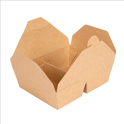 BOÎTES AMÉRICAINES 2 COMPART. 475 + 475 ML 300 + 20 PE G/M2 16,8x13,5x5 CM NATUREL KRAFT (200 UNITÉS)