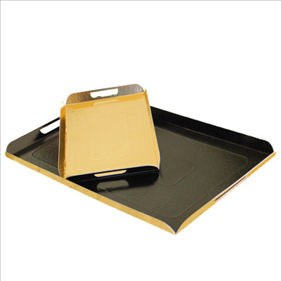 PLATEAUX AVEC ANSES 750 G/M2 24x38+2 CM NOIR/OR CARTON (100 UNITÉS)