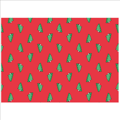 SETS DE TABLE KRAFT "CHRISTMAS TREES"  60 G/M2 31x43 CM ROUGE CELLULOSE (2000 UNITÉS)