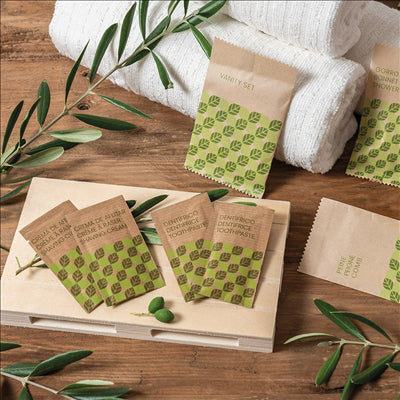 VANITY SET EN SACHET KRAFT 'NATURAL' 6x10,5 CM (250 UNITÉS)