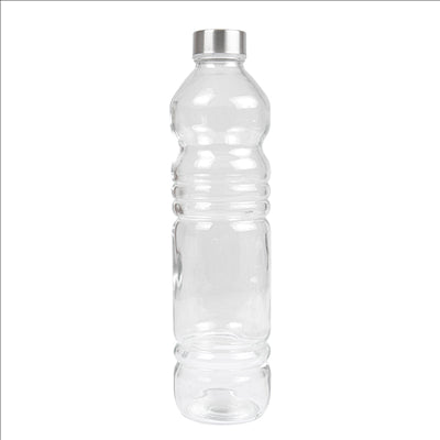 BOUTEILLE + COUVERCLE INOX 'WAKI GLASS' 1080 ML Ø8,2x32 CM TRANSPARENT VERRE (24 UNITÉS)