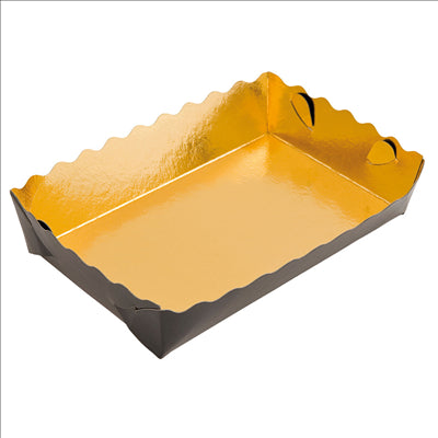BARQUETTES PÂTISSERIE DEUX FACES  380 G/M2 13x9x3,5 CM OR/NOIR CARTON (250 UNITÉS)