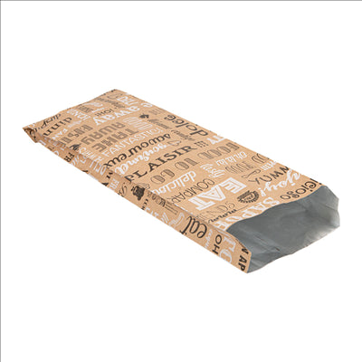 SACHETS INGRAISSABLES POUR SANDWICHES 'PAROLE' 40+20 G/M2 12+4x35 CM MARRON KRAFT + ALUMINIUM (500 UNITÉS)