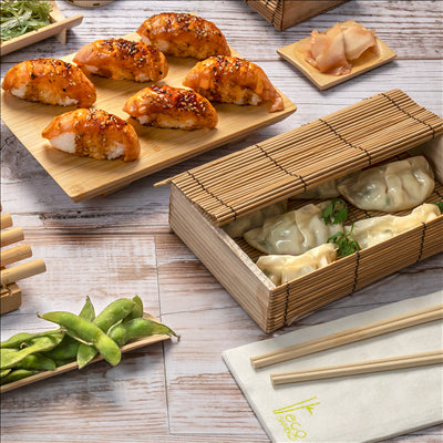 BOÎTE SUSHI 21x13x4,5 CM NATUREL BAMBOU (24 UNITÉS)