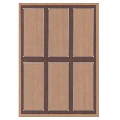100 FEUILLES DIN A4 6 ÉTIQUETTES RECTANGULAIRES 6,2x13,5 CM KRAFT (1 UNITÉ)