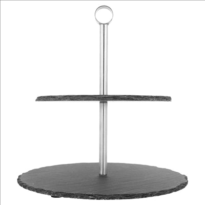 STAND SNACK 2 ÉTAGES 25x25x26,5 CM NATUREL ARDOISE (2 UNITÉS)