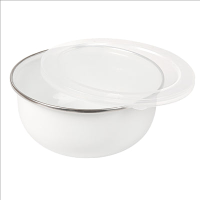 BOLS AVEC COUVERCLE 'ENAMELWARE' 700 ML Ø 14x6,1 CM BLANC ACIER ÉMAILLÉ (6 UNITÉS)