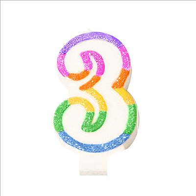 BOUGIES ANNIVERSAIRE N.3 9 CM BLANC CIRE (24 UNITÉS)