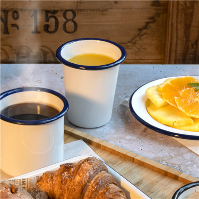 GOBELETS 'ENAMELWARE' 310 ML Ø 9x9,6 CM BLANC ACIER ÉMAILLÉ (6 UNITÉS)