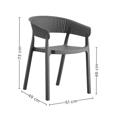 CHAISE EMPILABLE 'SUPRA-TEK' 51x49x73 CM GRIS PP (4 UNITÉS)