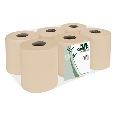 ESSUIE-MAINS "MAXI BARRIL" ECOLABEL 2 PLIS - BOBINE 1KG 19 G/M2 Ø 19x21,6 CM NATUREL PAPIER RECYCLÉ (6 UNITÉS)