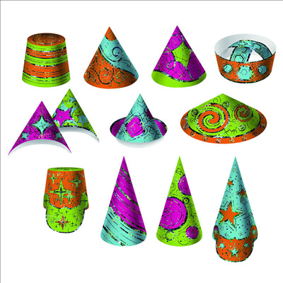 CHAPEAUX HOLOGRAPHIQUES 7,5/23 (h) CM CARTON (12 UNITÉS)