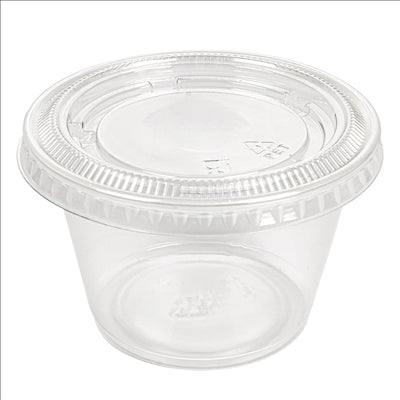 50 PETITS POTS + 50 COUVERCLES 120 ML Ø7,4x4,6 CM TRANSPARENT PP (24 UNITÉS)