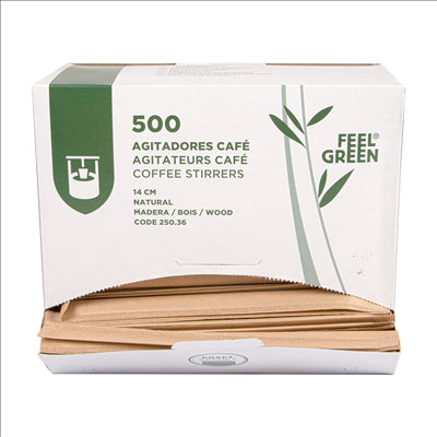 AGITATEURS CAFÉ EN SACHET KRAFT 0,6x14x0,1 CM NATUREL BOIS (500 UNITÉS)
