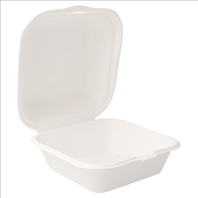 COQUILLES HAMBURGER 'BIONIC' 450 ML 15,2x15x8,4 CM BLANC BAGASSE (600 UNITÉS)