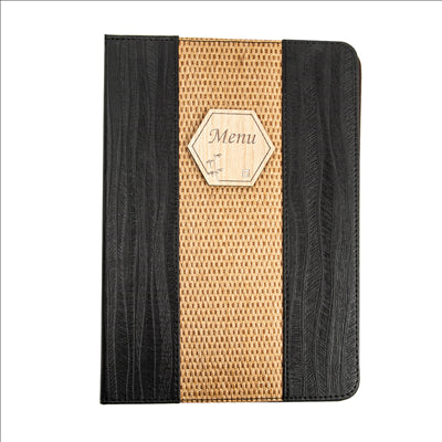 PORTE MENU 8 POCHETTES DIN-A4 22x31 CM NOIR PVC (1 UNITÉ)