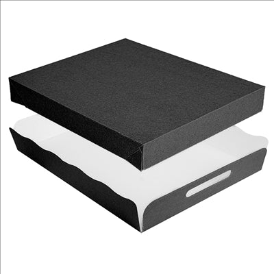PLATEAUX + COUVERCLE 'THEPACK' 280 G/M2 40,5x30,5x6 CM NOIR CARTON ONDULÉ MICROCANAL (150 UNITÉS)