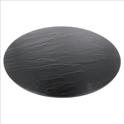 PLATEAUX RONDÉES IMITATION ARDOISE 'ASAMI WARE' Ø 43x4 CM NOIR MÉLAMINE (3 UNITÉS)