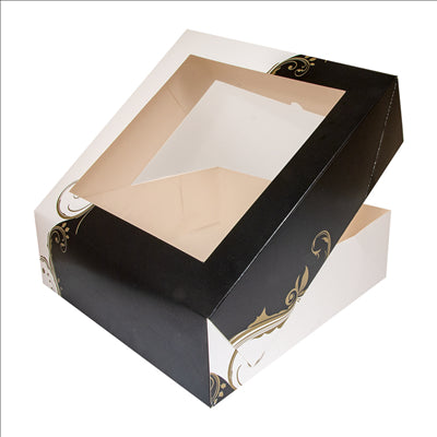 BOÎTES PÂTISSERIES AVEC FENÊTRE 'THEPACK CLASSIC' 250 G/M2 32x32x10 CM BLANC CARTON ONDULÉ NANO-MICRO (100 UNITÉS)