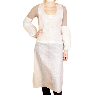 TABLIERS AU DÉTAIL 25µ 69x107 CM BLANC LDPE (100 UNITÉS)