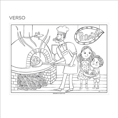 SETS DE TABLE COLORIAGE "PIZZA" 100 G/M2 31x43 CM QUADRICHROMIE CELLULOSE (1000 UNITÉS)