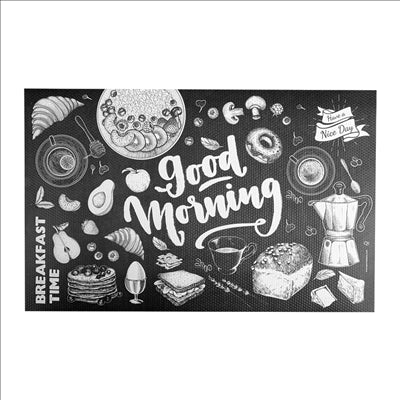SETS DE TABLE 'GOOD MORNING' 120 G/M2 24,5x38,5 CM NOIRE/BLANC CELLULOSE (1000 UNITÉS)