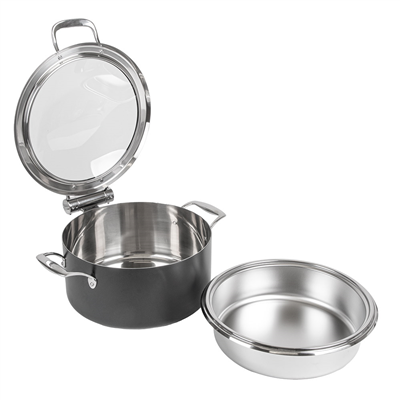 CHAFING DISH ROND AVEC FENÊTRE 4 L Ø 28x38,2x16,8 CM NOIR INOX + CRISTAL (1 UNITÉ)