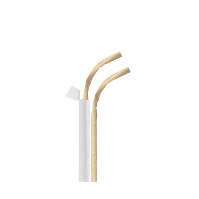 PAILLES FLEXIBLES ENVELOPPÉES 'PAPER' Ø0,60x23 CM NATUREL KRAFT (3000 UNITÉS)