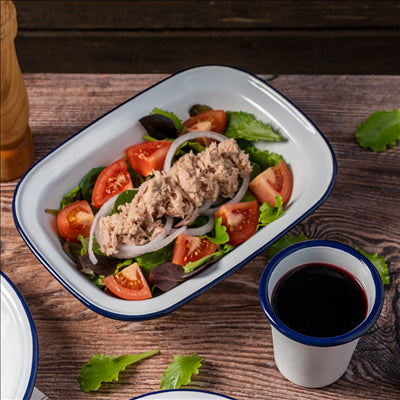 BOLS RECTANGULAIRES 'ENAMELWARE' 980 ML 26x19x5,5 CM BLANC ACIER ÉMAILLÉ (6 UNITÉS)