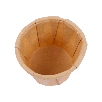 POTS TRAITEUR PAPIER PLISSÉ 22 ML (0,7 oz) 80 G/M2 Ø3,8/2,6x2,8 CM NATUREL PARCH.INGRAISSABLE (1000 UNITÉS)