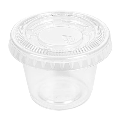 50 PETITS POTS + 50 COUVERCLES 30 ML Ø4,5x3,3 CM TRANSPARENT PP (24 UNITÉS)