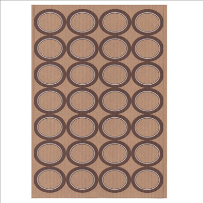 100 FEUILLES DIN A4 28 ÉTIQUETTES OVALES 4,5x3,6 CM KRAFT (1 UNITÉ)