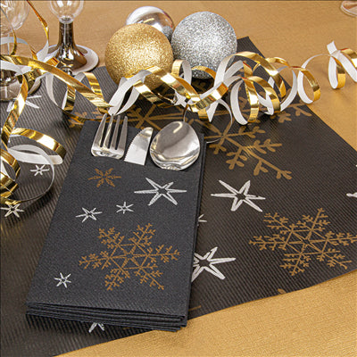 SERVIETTES KANGOUROU 'CHRISTMAS NIGHT' 55 G/M2 40x40 CM NOIR AIRLAID (700 UNITÉS)