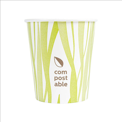 GOBELETS BOISSONS FROIDES ET CHAUDES 1 PAROI GRASS 'COMPOSTABLE' 180 ML 260 G/M2 Ø7,2/5,3x7,8 CM BLANC CARTON (1000 UNITÉS)