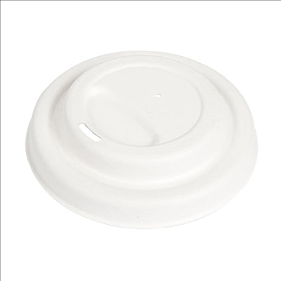 COUVERCLES POUR GOBELETS À CAFÉ 'BIONIC' Ø 9 CM BLANC BAGASSE (1000 UNITÉS)