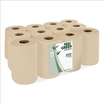 ESSUIE-MAINS "MINI-BARRIL" ECOLABEL 2 PLIS - 160 FEUILLES 19 G/M2 Ø 13x20 CM NATUREL PAPIER RECYCLÉ (12 UNITÉS)