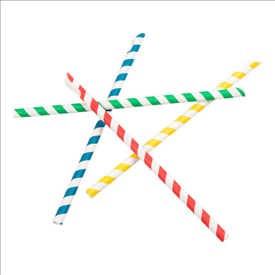 PAILLES À FRANGES AVEC CUILLÈRE 'PAPER' Ø0,8x21 CM ASSORTI PAPIER (1000 UNITÉS)