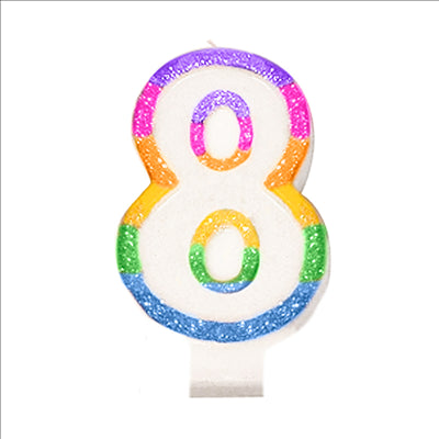 BOUGIES ANNIVERSAIRE N.8 9 CM BLANC CIRE (24 UNITÉS)