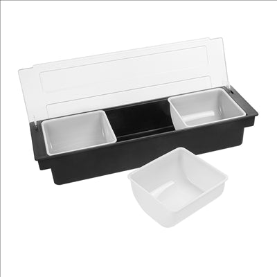 DISTRIBUTEUR À CONDIMENTS 3 COMPART. 49,5x15,7x9 CM NOIR PS (1 UNITÉ)