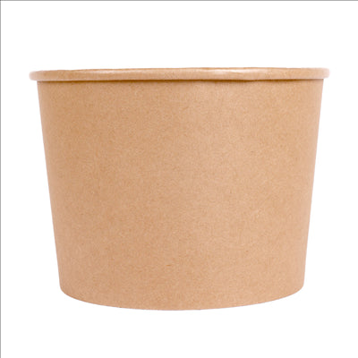 CONTAINERS POULET + COUVERCLES 1920 ML 337 + 18PE G/M2 Ø 16,8/13,9x12,3 CM NATUREL KRAFT (300 UNITÉS)