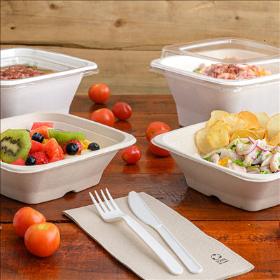 SET 3/1 FOURCHETTE, COUTEAU, SERVIETTE 18 CM BLANC CPLA (500 UNITÉS)