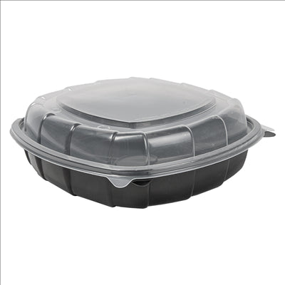 RÉCIPIENTS AVEC COUVERCLE CHARNIÈRE MICRO-ONDABLES 1370 ML 25,1x25,8x7,4 CM NOIR PP (100 UNITÉS)