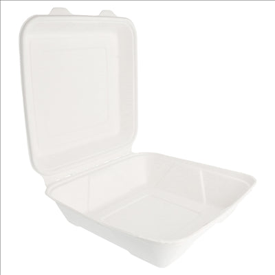 COQUILLES "L" 'BIONIC' 22,5x22,5x7,5 CM BLANC BAGASSE (200 UNITÉS)