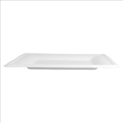 ASSIETTES CARRÉES 'BIONIC' 20x20x1,5 CM BLANC BAGASSE (500 UNITÉS)