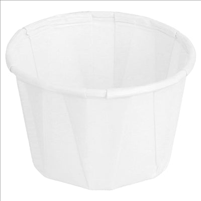 POTS TRAITEUR PAPIER PLISSÉ 45 ML (1,5 oz) 80 G/M2 Ø5/3,6x3,1 CM BLANC PARCH.INGRAISSABLE (1000 UNITÉS)