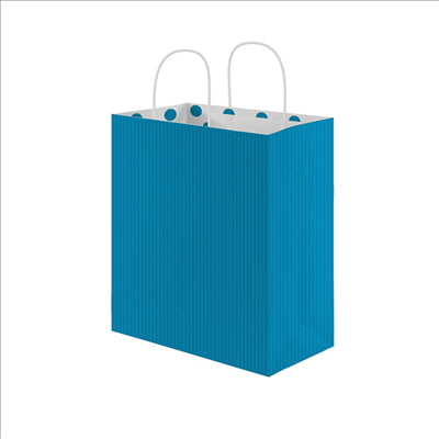 SACS SOS AVEC ANSES - INT. "À POIS"  80 G/M2 20+10x29 CM TURQUOISE CELLULOSE (250 UNITÉS)