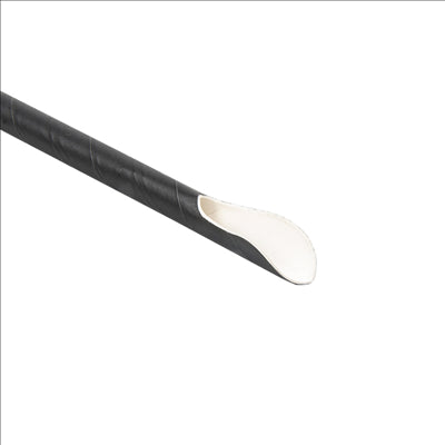 PAILLES AVEC CUILLÈRE SOUS SACHETS 'PAPER' Ø0,8x21 CM NOIR PAPIER (1000 UNITÉS)