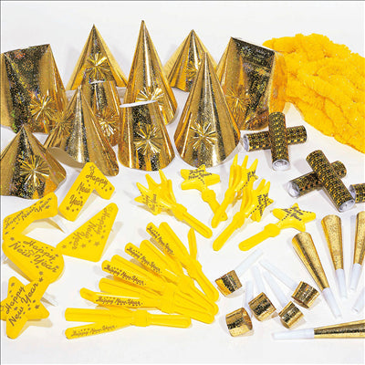 ASSORTIMENT COTILLON HOLOGRAFIQUE 10 PERSONNES OR (1 UNITÉ)